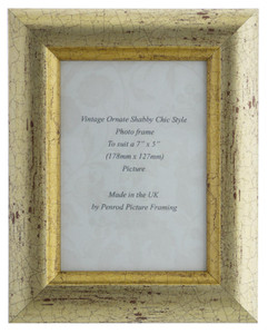 Avignon Gold Handmade 7x5 inch Photo Frame Distressed Crackle effect with gold highlights.