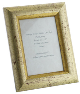 Avignon Gold Handmade 7x5 inch Photo Frame Distressed Crackle effect with gold highlights.