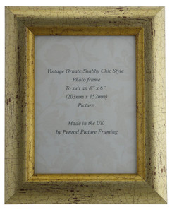 Avignon Gold Handmade 8x6 inch Photo Frame Distressed Crackle effect with gold highlights.