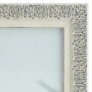 Lille 007 Handmade Custom Shabby Chic Photo Frame in Ornate Distressed White and Dark Grey Embossed Pattern.