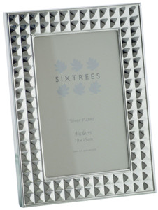 Sixtrees 6-349-46 Pulman Silver Plated 6 x 4 inch Embossed Art Deco Photo Frame.