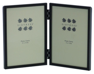 Sixtrees Cambourne 3-400-03 Satin Black Metal Folding Photo Frame for two 5x3.5 inch  (127mm x 89mm) Pictures.