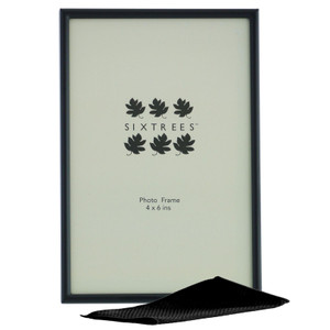 Sixtrees Cambourne 3-400-46 Satin Black Metal 6x4 inch Photo Frame - Complete with microfibre polishing cloth. 