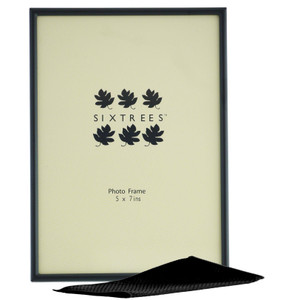 Sixtrees Cambourne 3-400-57 Satin Black Metal 7x5 inch Photo Frame - Complete with microfibre polishing cloth. 