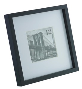 Sixtrees WD965-44 Hanover Wide Profile 4 x 4 inch Black Wooden Photo Frame with white mount.