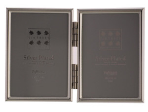 Sixtrees Cambridge 2-400-02 Silver Plated Folding Photo Frame for two 2.5 x 3.5 inch (77mm x 51mm) Pictures
