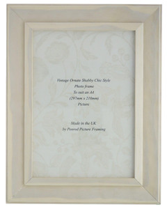  Padstow White Handmade A4 Shabby Chic Photo Frame. Distress