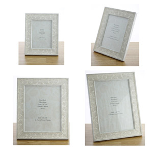 Charlotte White Marble Handmade Ornate Distressed Floral Shabby Chic 6 x 4 inch to  12 x 10 inch Photo Frame.