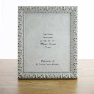 Giselle Hand Made Shabby Chic Vintage Ornate White and Silver photo frames in eight sizes. SMALL