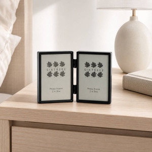 Sixtrees Cambourne 3-400-02 Black Metal Folding Photo Frame for two 2 x 3 inch pictures