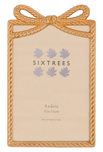 Sixtrees Effie Elegant Golden Ribbon & Bow cast metal 4 x 6 inch Photo Frame metal 4 x 6 inch Photo Frame