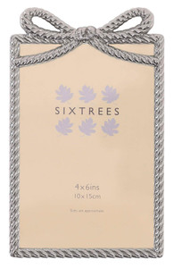 Sixtrees Effie Elegant Silver Ribbon & Bow cast metal 4 x 6 inch Photo Frame metal