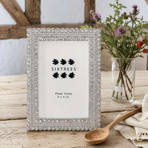 Sixtrees Hannah Handmade Crystal encrusted silver 5 x 7 inch Photo Frame