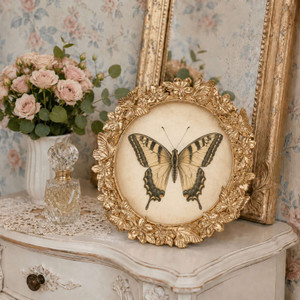 Sixtrees Robin Enchanting Golden Butterfly & Floral Circular Photo Frame 5 inch Circular