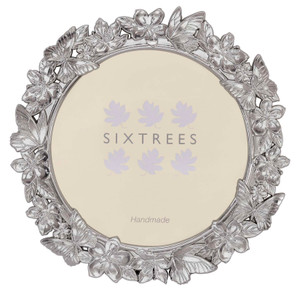 Sixtrees Robin Enchanting Silver Butterfly & Floral Circular Photo Frame 5 inch Circular