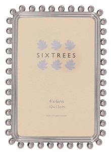 Sixtrees Zoe Elegant Chic Metallic Beaded Silver  4 x 6 inch Photo Frame