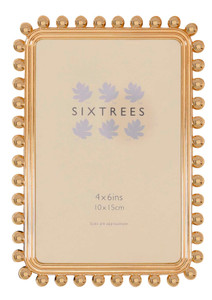 Sixtrees Zoe Elegant Chic Metallic Beaded Gold 4 x 6 inch Photo Frame