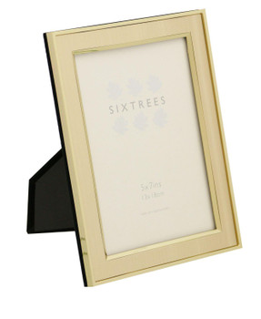 Sixtrees Abbey 2-104-57 Polished Gold photo frame with lacquered brushed metal insert for a 7" x 5" picture