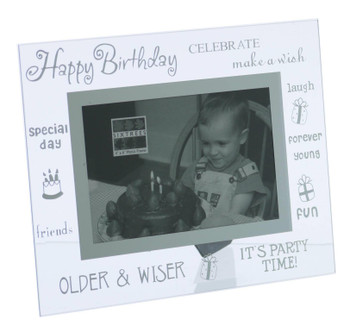 Sixtrees Moments 6x4 inch Bevelled Glass and Mirror ‘HAPPY BIRTHDAY’ Photo Frame.