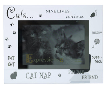 Sixtrees Photo Frame Moments 6x4 inch Bevelled Glass and Mirror ‘CAT’ .