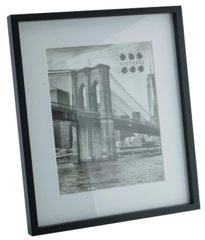 Sixtrees WD964-80 Hanover Wide Profile Black Wooden 10x8 inch Photo Frame with white mount.