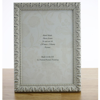 Giselle Hand Made Shabby Chic Vintage Ornate White and Silver photo frames in eight sizes.