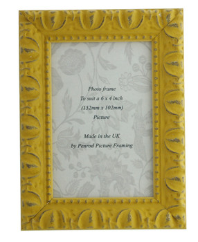 Giselle Hand Made Shabby Chic Vintage Ornate Mustard Yellow photo frames in eight sizes.