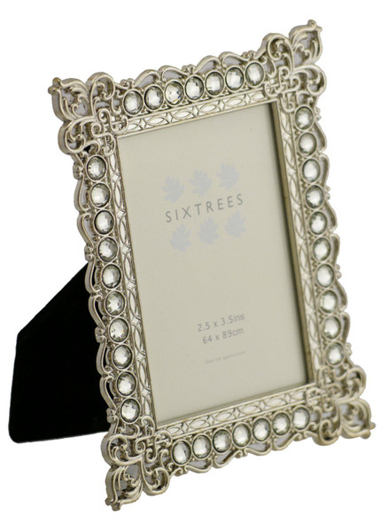 Sixtrees Adelaide Antique Shabby Chic beaded silver 3.5x2.5inch  photo frame.