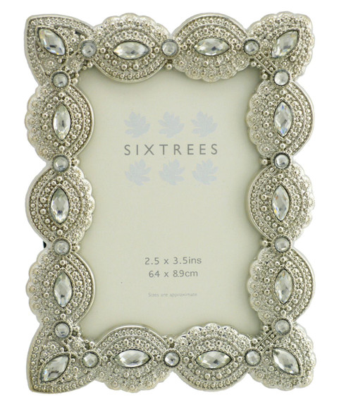 Antique Vintage and Shabby Chic Style silver metal photo frame with beads and crystals for a 3.5" x 2.5" (64 x 89mm) picture -Cecilia by Sixtrees Antique Vintage and Shabby Chic Style silver metal photo frame with beads and crystals for a 3.5" x 2.5" (64 x 89mm) picture -Cecilia by Sixtrees