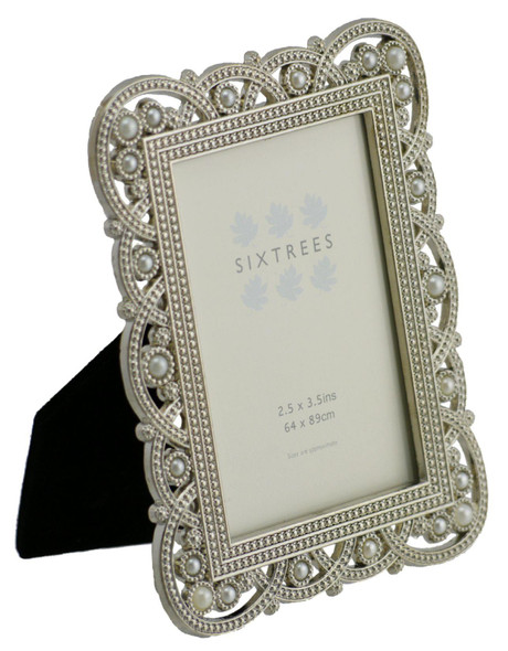Antique Vintage and Shabby Chic Style silver metal photo frame with beads and crystals for a 3.5" x 2.5" (64 x 89mm) picture -Louisa by Sixtrees Antique Vintage and Shabby Chic Style silver metal photo frame with beads and crystals for a 3.5" x 2.5" (64 x 89mm) picture -Louisa by Sixtrees