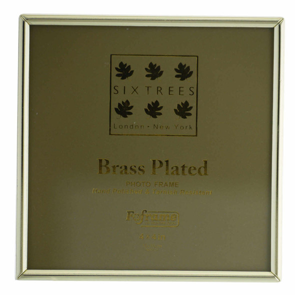 Sixtrees Hartford 1-400-44. Brass Plated Photo Frame for a 4" x 4" (102mm x 102mm) Picture
