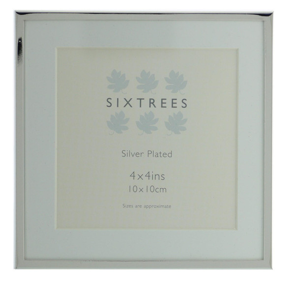 Sixtrees Park Lane 2-653-44 Silver Plated 4x4 inch Photo Frame With Soft white mount.Mount