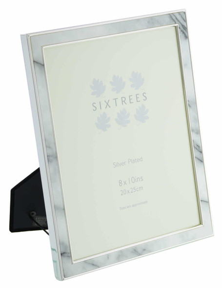 Sixtrees Georgette 2-686-80  Silver Plated Photo Frame with Grey Marble effect insert for a 10" x 8" Picture.