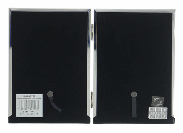 Sixtrees Georgette 2-686-46HD Silver Plated Folding Photo Frame with Grey Marble effect insert for two 6" x 4" Pictures. Sixtrees Georgette 2-686-46HD Silver Plated Folding Photo Frame with Grey Marble effect insert for two 6" x 4" Pictures.