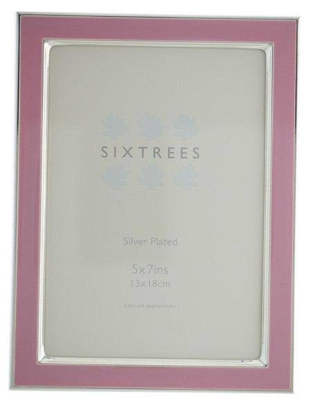 Sixtrees Kew 2-693-57 7x5 inch Silver Plated and Dusky Pink Enamel Photoframe. Sixtrees Kew 2-693-57 7x5 inch Silver Plated and Dusky Pink Enamel Photoframe.