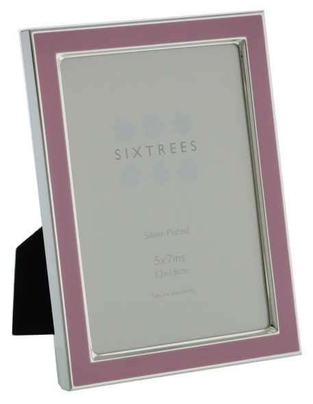 Sixtrees Kew 2-693-57 7x5 inch Silver Plated and Dusky Pink Enamel Photoframe. Sixtrees Kew 2-693-57 7x5 inch Silver Plated and Dusky Pink Enamel Photoframe.