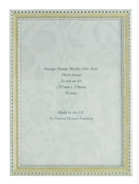 Salzburg Handmade Ornate Distressed Cream and Silver Shabby Chic A4 Photo Frame.