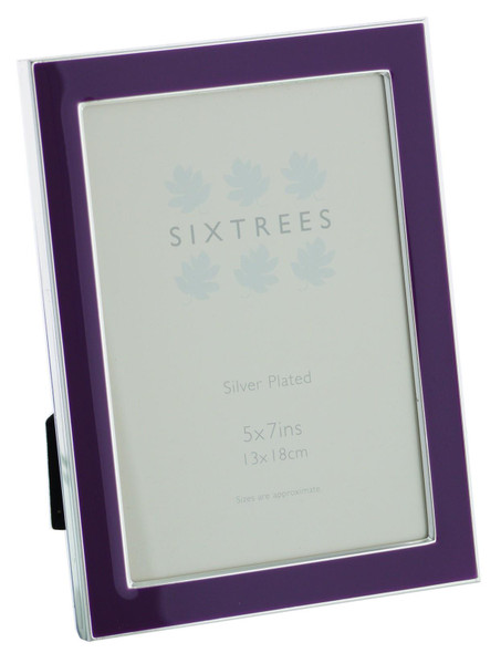 Sixtrees Kew 2-698-57 Silver Plated and Purple Enamel 7x5 inch Photoframe Sixtrees Kew 2-698-57 Silver Plated and Purple Enamel 7x5 inch Photoframe