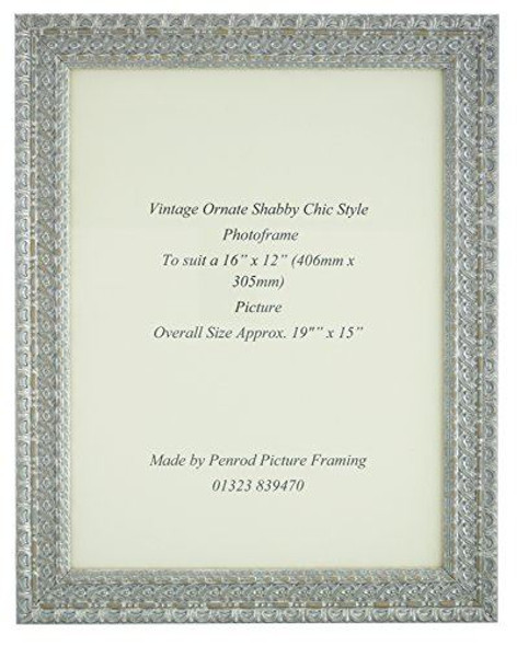 Handmade Ornate Distressed Silver Shabby Chic Vintage Picture Frame for a 16" x 12" (406mm x. 305mm) Photo.