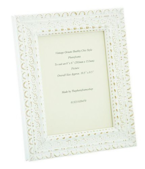 Handmade Ornate Distressed White Shabby Chic Vintage Picture Frame for an 8" x 6" (203mmx152mm) Photo