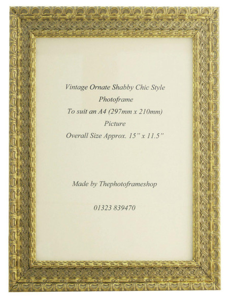 Handmade Ornate Distressed Gold Shabby Chic Vintage Picture Frame for an A4 (297mmx210mm) Photo Handmade Ornate Distressed Gold Shabby Chic Vintage Picture Frame for an A4 (297mmx210mm) Photo
