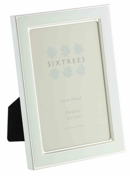 Sixtrees Kew 2-684-46 6x4 inch Silver Plated and White Enamel Photoframe.
