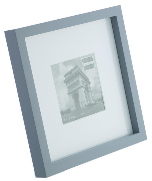 Sixtrees WD967-44 Hanover Wide Profile 4 x 4 inch Grey Wooden Photo Frame with white mount.
