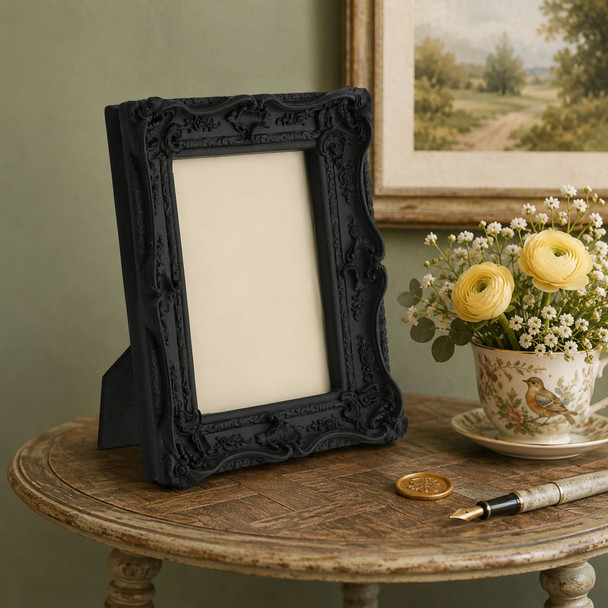 Sixtrees Chelsea Black antique ornate vintage 5 x 7 inch photo frame