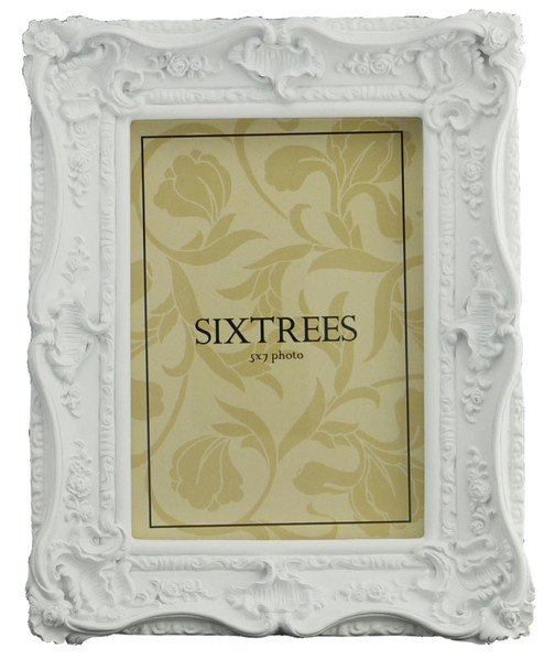 Sixtrees Chelsea 5-254-57 Shabby Chic Style Very Ornate White Photo 7x5 inch Photo Frame