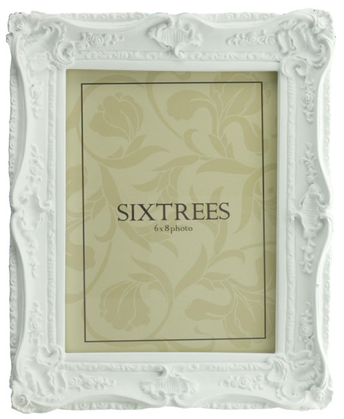 Sixtrees Chelsea 5-254-68 Shabby Chic Style Very Ornate Matt White 8x6 inch Photo Frame