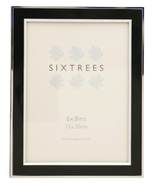 Sixtrees Abbey Black 2-101-68 Polished Silver photo frame with lacquered brushed metal insert for an 8 x 6 inch photo.