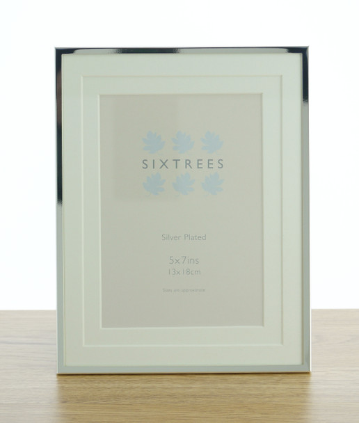 Sixtrees Park Lane 2-653-57 Silver Plated 7x5 inch Photo Frame With Double Soft White Mount.