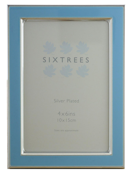 Sixtrees Kew 2-694-46 6x4 inch Silver Plated and Bright Blue Enamel Photoframe.