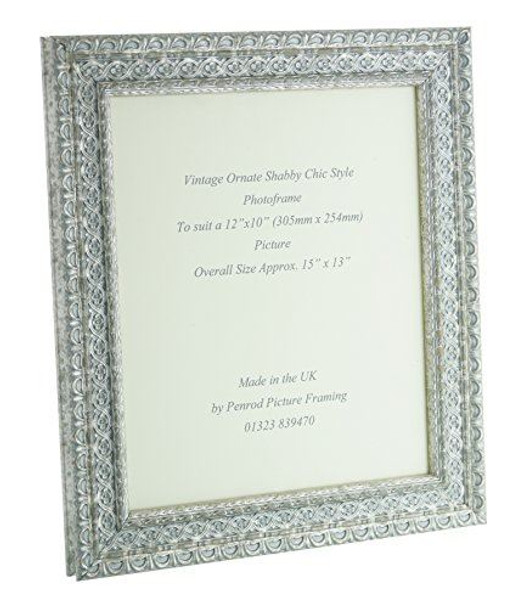 Handmade Ornate Distressed Silver Shabby Chic Vintage Picture Frame for a 12" x 10" (305mm x 254mm) Picture